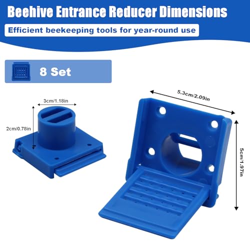 Bee Hive Entrance Gates, 8 Pcs Open and Close Beekeeping Entrance Reducer, Blue Beehive Ventilation Window, Plastic Bee Hive Entrance Disk Gate Hive Beehive Kit - color: Blue