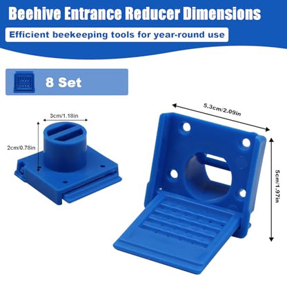 Bee Hive Entrance Gates, 8 Pcs Open and Close Beekeeping Entrance Reducer, Blue Beehive Ventilation Window, Plastic Bee Hive Entrance Disk Gate Hive Beehive Kit - color: Blue