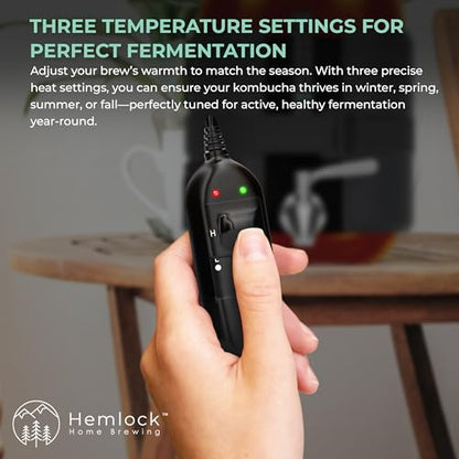 Hemlock Home Brewing Kombucha Heating Wrap - Fermentation Heater Mat Pad with Temperature Control