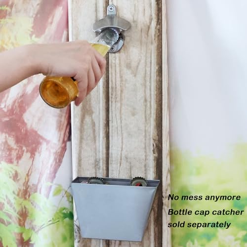 Brushed Silver Bottle Cap Catcher Wall Mounted Stainless Steel 5" | Rustproof, Cola Soda Top Holder Box, Mounting Hardware Included, Screw in Wall for Kitchen Post Table - color: Brushed Silver