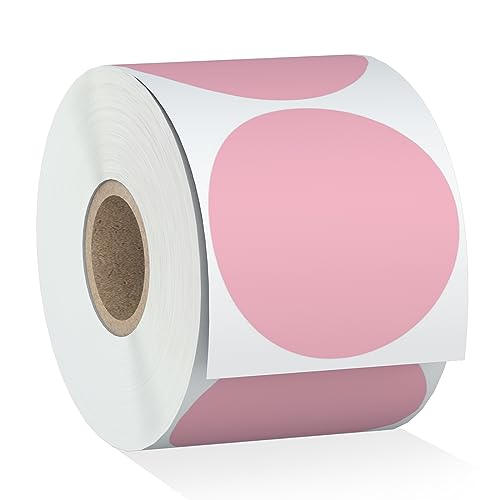 Misofuki 2" 750 Labels Deep Coral Pink Circle Direct Thermal Stickers Labels Roll Compatible with Zebra, Rollo, MUNBYN, Self-Adhesive Round Direct Thermal Labels - color: C-1-pk
