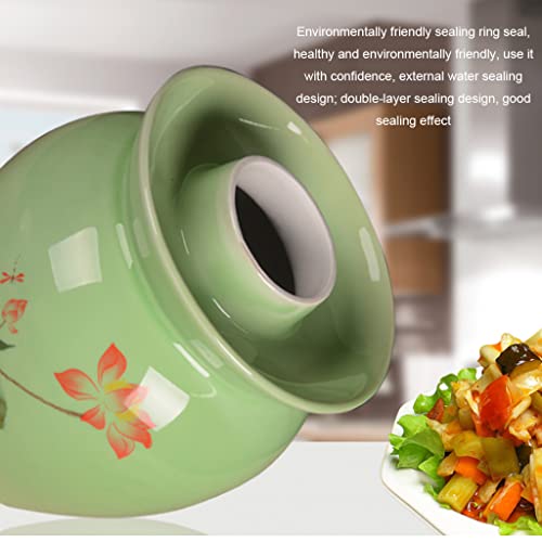Thickened Ceramic Fermentation Crock Pickling Pot,Traditional Chinese Porcelain Pickle Jar,Fermenting Jar with Water Seal Airlock Lid Stoneware Fermenter for Kimchi 1.5KG - size: 1.5KG