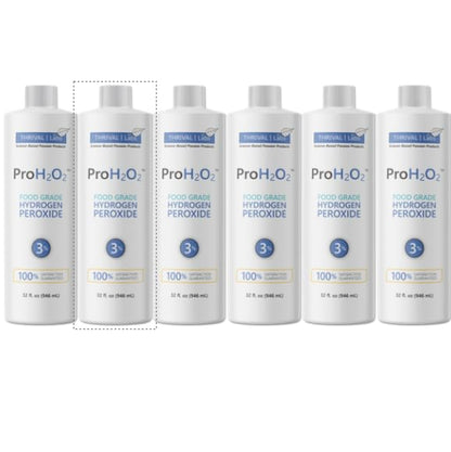 ProH2O2 3% Food Grade Hydrogen Peroxide – Natural Cleaner & Disinfectant – Suitable for Household Use – Ideal for Cleaning, Sanitizing & Gargle – 32 fl oz Refill (Pack of 6)