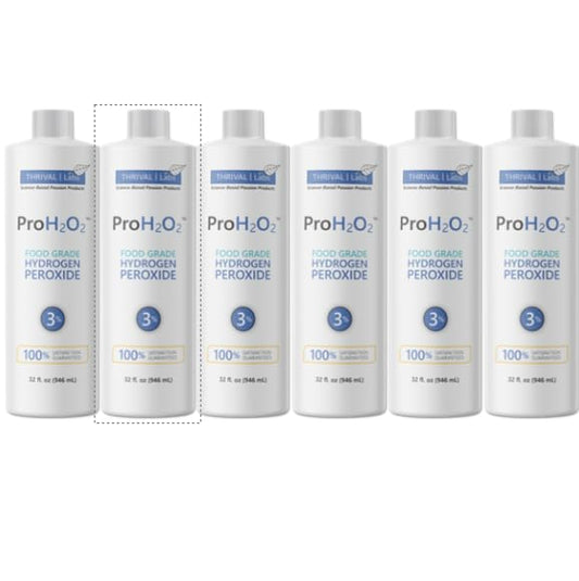 ProH2O2 3% Food Grade Hydrogen Peroxide – Natural Cleaner & Disinfectant – Suitable for Household Use – Ideal for Cleaning, Sanitizing & Gargle – 32 fl oz Refill (Pack of 6)