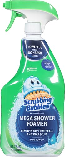 Scrubbing Bubbles Mega Bathroom and Shower Cleaner Spray, Foaming Action Removes Limescale and Soap Scum, Rainshower Scent, 32oz (Pack of 2) - size: 32 Fl Oz (Pack of 2)