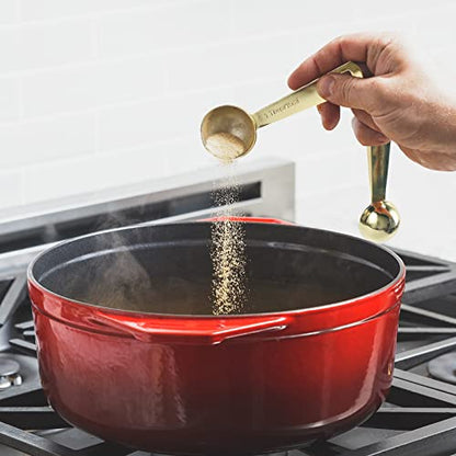 Gold Measuring Spoons, Heavy Duty 18/8 Stainless Steel Measuring Set of 6 Piece: 1/8 tsp, 1/4 tsp, 1/2 tsp, 1 tsp, 1/2 tbsp & 1 tbsp Measuring Liquid and Dry Ingredients for Cooking Baking Gift Set - color: C - Gold, size: 6pcs