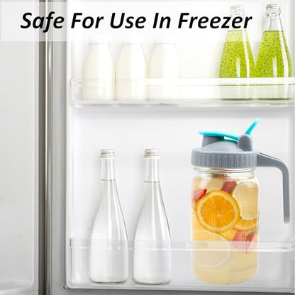 Mason Jar Pitcher Wide Mouth 32 OZ 2 Pack Glass Pitcher With Handle And Pour Spout Lid Airtight And Leakproof Water Jug With Flip Cap For Iced Coffee, Milk, Beverage, Lemonade, Iced Tea - color: 32 OZ 2PC