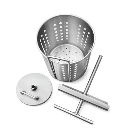 Manual Fruit Press, 304 Stainless Steel Vegetable Squeezer for Honey, Juice, Cheese, Oil, Wine, 1.5L Small Extraction Barrel for Home Kitchen, Farmhouse, with 2 Filter Mesh (1 pcs)