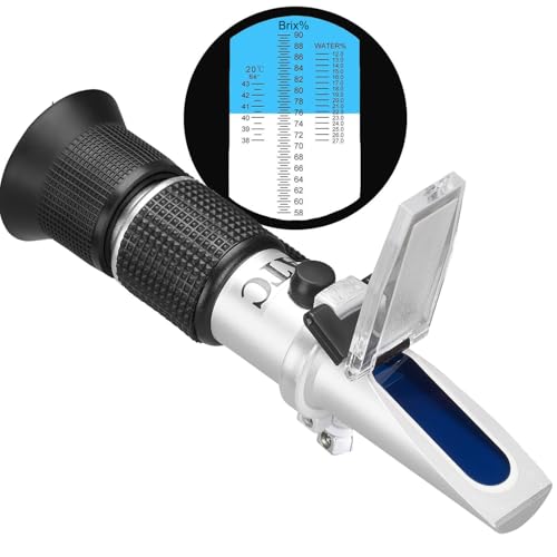 Honey Refractometer Maple Syrup for Brix (58-90%), Moisture (12-27%) and Baume, Accurate Brix Refractomer with ATC, 3-in-1 Sugar Tester for Honey, Maple Syrup, Molasses, Beekeeping Supplies