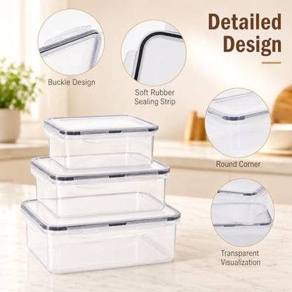 3 Pack Cheese Container for Refrigerator,Cream Cheese Slice Block Holder Airtight Lid,BPA-Free Lunch Meat Storage Container for Fridge,Dishwasher Safe,Shredded,Grated,Cheddar Cheeses Box