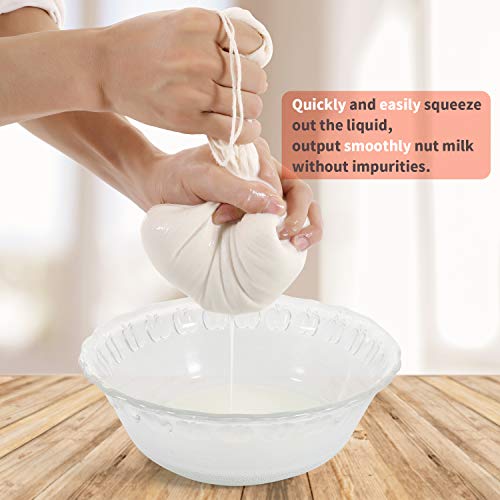 Nut Milk Bags, All Natural Cheesecloth Bags, 8"x10", 10''x12, 14''x14'', 3 Pack, 100% Unbleached Cotton Cloth Bags for Yogurt/Juice/Herbs, Washable Reusable Almond Milk Strainer(Weave 66x70)