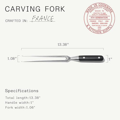 Made In Cookware - Carving Set (Includes Carving Knife and Fork) - Crafted in France - Full Tang with Black POM Handle