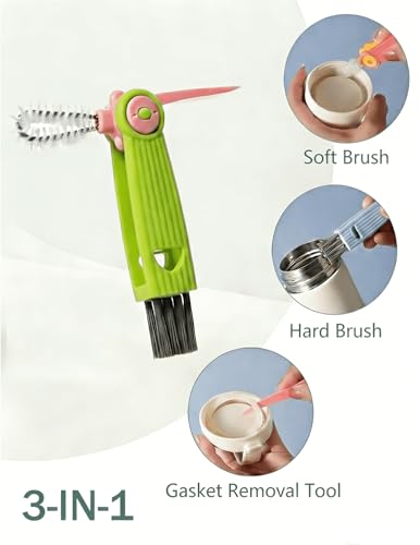 Baby Bottle Brush Set 4 in 1, Baby Bottle Cleaner, with 1P Nylon Bottle Brush, 1P Bottle Cap Brushes, 2P Straw Brushes, Bottle Brush with Nipple Cleaner and Suction Cup, BPA-Free(Green) - color: Green-nylon Brush