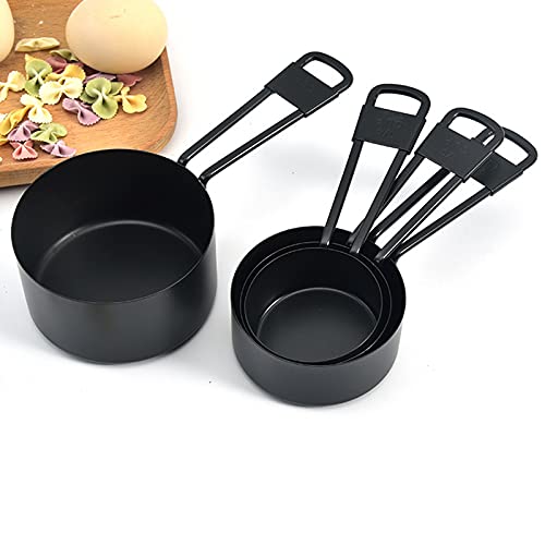 9PCS Black Stainless Steel Measuring Cups and Spoons Set, Heavy Duty Measuring Cup Set - color: Black-9pcs