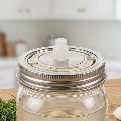 Fermenting Lids, Waterless Airlock Fermentation Tops - 3.54" Wide Mouth Mason Jar Lid Fermenter Caps for Pickles, Kimchi, and Fermented Food