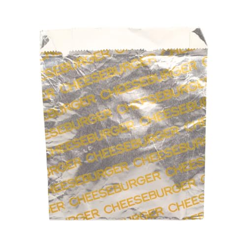 Large Foil Cheeseburger Sandwich Bags - Grease Resistant, Keeps them Hot - Words in Yellow say - "Cheeseburger", 25 Count - color: YELLOW - Cheeseburger