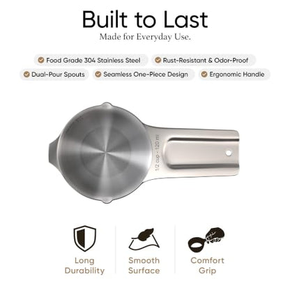 Color Up Measuring Cup Set, 8 Piece, Copper and Chrome Finish, Stainless Steel, Accurate for Wet & Dry Ingredients, Embossed Markings, Easy Pour Spouts, Dishwasher Safe, Kitchen Essential (Stainless) - color: Stainless