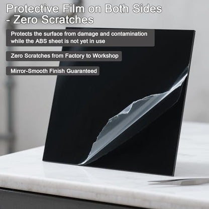 ABS Plastic Sheet 1/4 Inch Thick - 2PACK 12" x 8" Black Rigid ABS Board Impact Resistant Heat Moldable ABS Plastic Panel for Industrial DIY Projects, Home Decor, Handicrafts - (Frosted & Smooth) - size: 12x8x1/4 inch