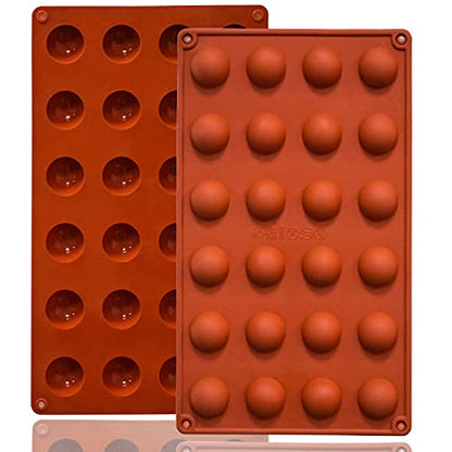 Lerykin Mini 24-Cavity Semi Sphere Silicone Molds Non-Stick, 2 Packs Half Sphere Silicone Baking Molds for Making Jelly, Chocolates and Cake - color: 24 Mini ( 2 Pack )