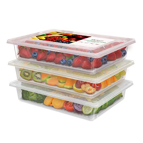 SILIVO Fridge Produce Saver Containers (3 Pack) - 2.5L Drain Tray Keeps Veggies, Fruits, Lettuce Fresh