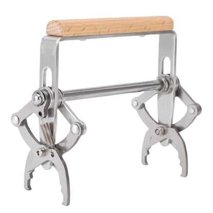 Bee Frame Lifter, Durable Stainless Steel Frame Gripper for Inspection Beekeeping Ergonomic Beech Wood Handle Secure Grip Portable 14 x 12 cm 1 Pack