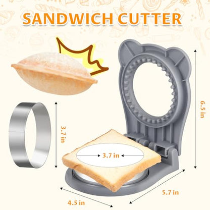 CHICHAUS Uncrustable Sandwich Maker,Sandwiches Pocket Circle Shape 3.7Inch Sandwich Cutter and Sealer,Sandwich Cutter for Kids Breakfast and lunchboxes (grey) - color: Gray