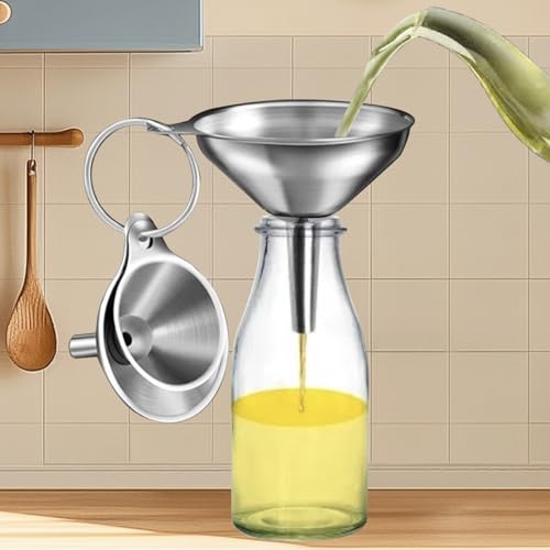 Stainless Steel Funnels, Large Small Funnel Set of 3, Food Grade Mini Metal Kitchen Funnel for Transferring Essential Oils, Liquid, Fluid, Small Funnels for Filling Bottles Flask Cooking