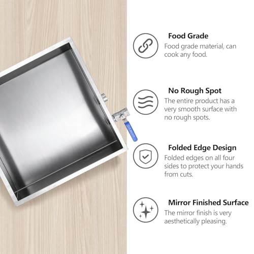 Marada Maple Syrup Evaporator Pan with Dual Interface Steam Table Pan,304 Stainless Jam Food Chafing for Home, Outdoor, Cooking (24"L x 24"W x 6"H) - size: 24x24x6 Inch (Pack of 1)