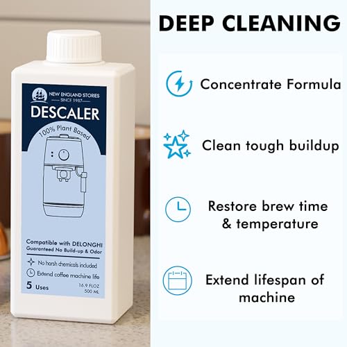 10 Uses DeLonghi Compatible Descaling Solution, Specially Designed to Clean Delonghi Coffee Machines and Maker - 33.8oz Espresso Coffee Maker Cleaner, Coffee Pot Cleaning Limescale Remover - style: Descaling Solution for DeLonghi