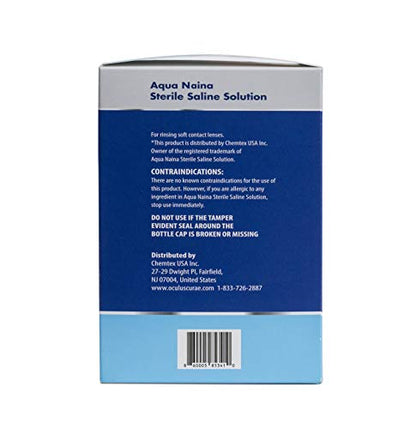 Oculus Curae Aqua Naina Saline Solution – Preservative-Free Sterile Rinse for Soft, Hard & Gas Permeable Contact Lenses – Unisol 4 Alternative – Travel-Friendly – 4X 4 fl oz Bottles - size: 4 Fl Oz (Pack of 4)