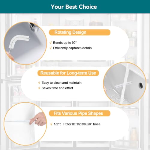 2 Pack Flexible Drain Cleaning Kit-160 Inch Flexible Stainless Steel Drain Brush and 80 Inch Spring Drain Auger - size: 160 IN