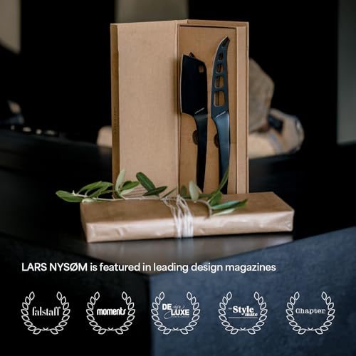 LARS NYSØM Cheese Knife Set Edge 2 pcs. I Cheese Knife Set Made of Stainless Steel I Premium Gift Box I Perfect as Christmas Gift (Stainless Steel) - color: Stainless Steel, size: 9.8"
