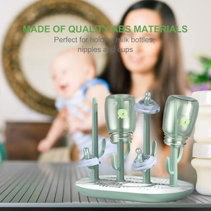 Abaodam Bottle Drying Rack Tree-Shaped Abs Plastic Milk Bottle Hanger Draining Organizer for Pacifiers Feeder Cups Space-Saving Countertop Storage