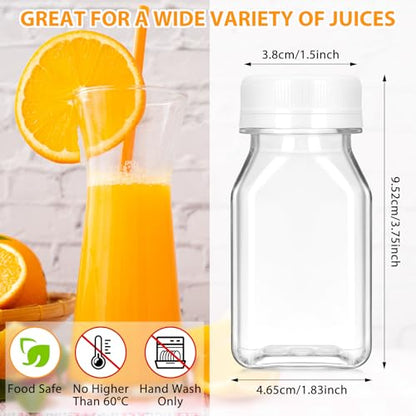 Gerrii 75 Pcs 4 oz Plastic Juice Bottles with Lid Small Reusable Clear Bottles with Caps Containers Bulk, Freezer Safe, Leakproof for Milk Smoothies Drinking Fridge (White) - color: White