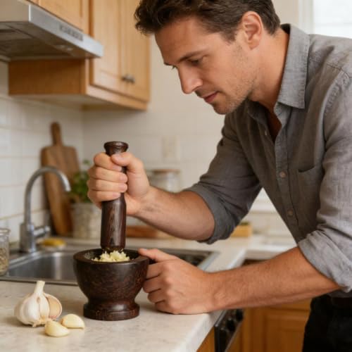 Manual Wooden Masher, Ergonomic Sauerkraut Pounder, Pickling Tool with Comfortable Grip, Kitchen Accessory, Food Preparation Tool with Style, Cabbage and Vegetable Tools Meal Prep and Canning (Coffee) - color: Coffee