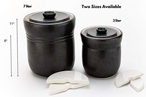 TOMO Fermentation Crock with Weights - Ceramic Sauerkraut Pickling Crock - Stoneware Kombucha Brewing (3L) - size: 3L