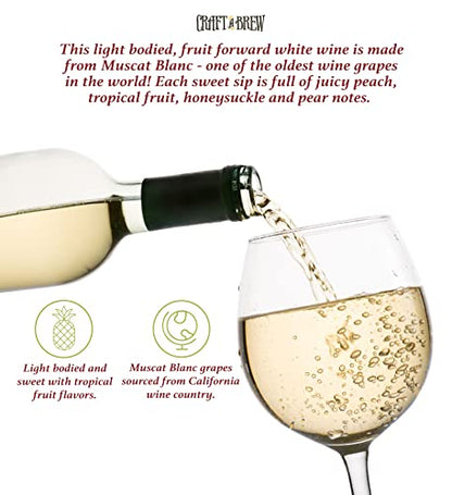 Craft A Brew - Moscato Wine Recipe Kit - 1 Gallon - Ingredients for Home Brewing Wine - Wine Making Ingredients and Supplies - style: Moscato