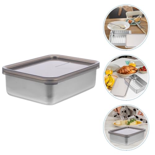 Cabilock Cheese Storage Container with Airtight Lid for Fridge Compact Fresh Box for Bacon Lunch Meat and Butter Food Preservation Organizer 5.31X3.93X1.77In