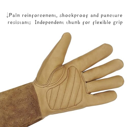 Long Gardening Gloves for Women/Men-Thorn Proof Rose Pruning Gloves,Water Repellent Leather work Gauntlet - size: Large