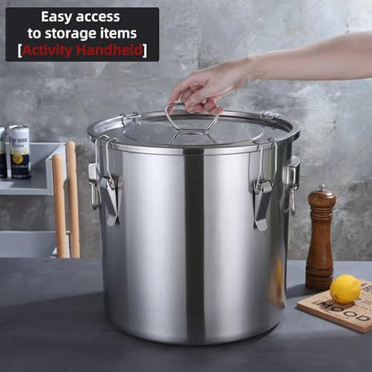 304 stainless steel food storage containers with lids lock clips airtight container large airtight for rice flour sugar grain coffee bean storage containers Kitchen jar (3.17gal/12L) - size: 3.17gal