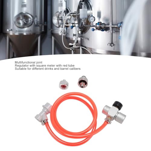 Mini Keg Regulator, Automatic Stainless Steel CO2 Pressure Regulator Beer Making Supplies With 1M Red Hose For Homebrew
