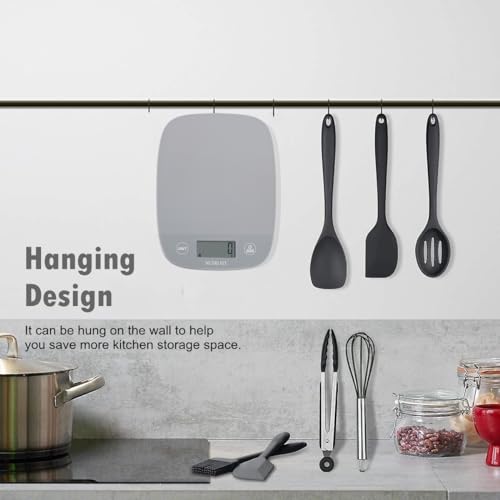 NUTRI FIT Food Scale Kitchen Scales Digital Weight Grams and Ounces for Baking Cooking, Weighing Scale Portion Control, Max 11lb 1g Increment 6 Units Smart Tare Hanging Storage, Gray - color: Cool Gray