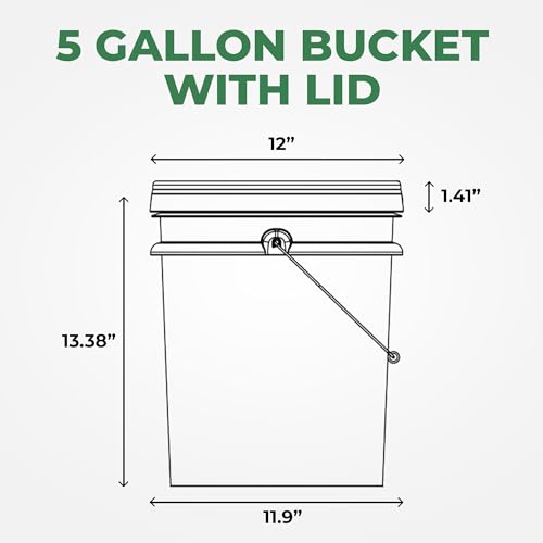 5-Gallon White Bucket Pail Container with Lid | Food Grade | Heavy-Duty Approx 90 MIL Extra Durable | Metal Handles with Plastic Grip | Multi-Use | Easy Stack and Store | BPA Free - 3 Pack - color: White - 5 Gallons, size: 3 Packs
