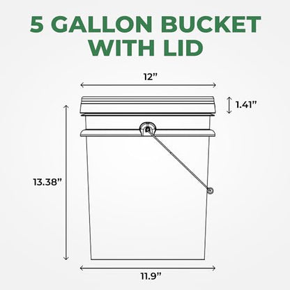 EconoHome 5-Gallon Grey Bucket Pail Container with Lid | Metal Handles with Plastic Grip | Easy Stack and Store | Heavy-Duty, Approx 90 MIL, Extra Durable | Food Grade | BPA Free - 3 Pack - color: Gray, size: 3 Pack