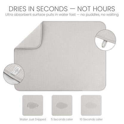 Bellemain XL Dish Mat Microfiber Dish Drying Mat, Super absorbent (Light Grey, 17" x 24") - color: Light Grey, size: 17" x 24"