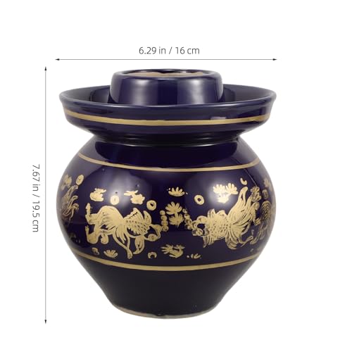 Abaodam Ceramic Pickling Jar with Lid 4lb Thickened Chinese Fermenting Crock Kitchen Vegetable Storage Jar for Kimchi Sauerkraut and Pickles Household Use