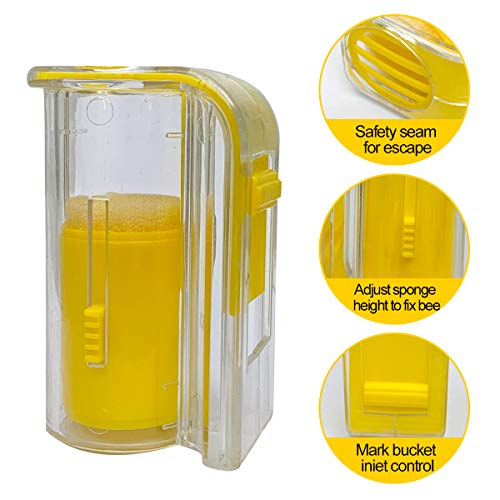 Bee Queen Clips Catcher 5 PCS Plastic Transparent with Bee Queen Marker Bottle Beekeepers Mark Tool (Yellow Marker Bottle +5 pcs Clip)