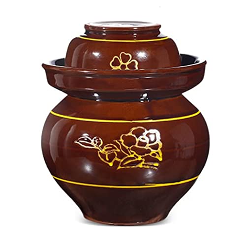 Ceramic Pickle Jar with Lids,Large Traditional Chinese Porcelain Pickle Jar Pickling Jars,Ceramic Fermentation Crock with Water Seal Airlock Lid,Sauerkraut Crock L (Medium - size: Medium