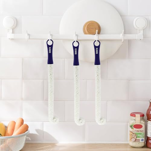 KUWAN Bottle Cleaning Brush Multi-Function Household Tools Flexible Bottle Scourer for Some Decanters, Goblets, Glasses, Cups (Long 3pcs) - color: Long-3pcs