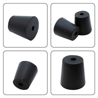 6Pcs Solid Rubber Stopper Bungs with Hole 18mm to 24mm Solid Test Tubes Bungs Stopper for Flask, Plug Holes and Test Tube(Black) - size: 18mm to 24mm